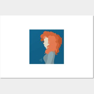 Red Haired Girl Block Print Posters and Art